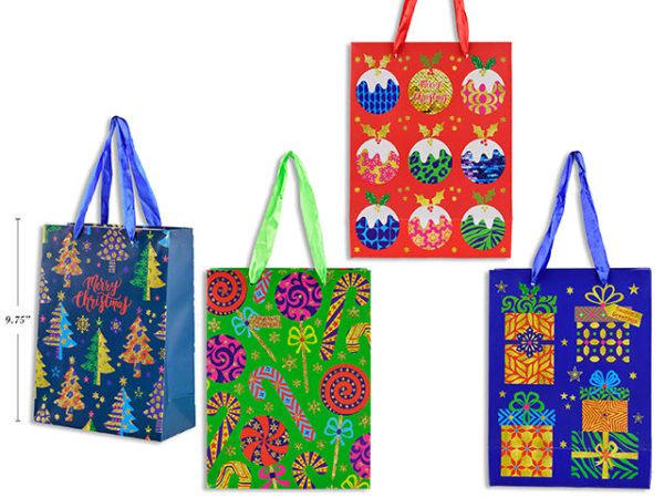 Medium bag chrismas des. with glitter ,4 ass. Hot on Sale